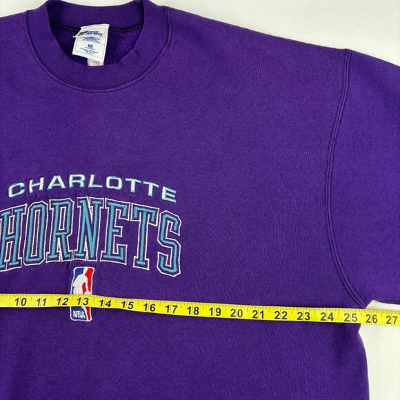 VTG Charlotte Hornets Sweatshirt Embroidered Logo NBA Men's XXL Purple USA - Picture 8 of 10